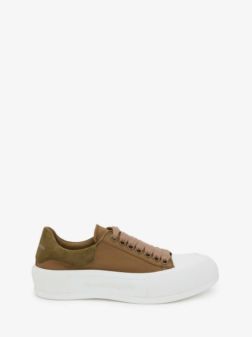 Zapatillas Alexander McQueen Deck Lace Up Plimsoll Mujer - Kaki/Blancos - Mexico 807-PEYGKI